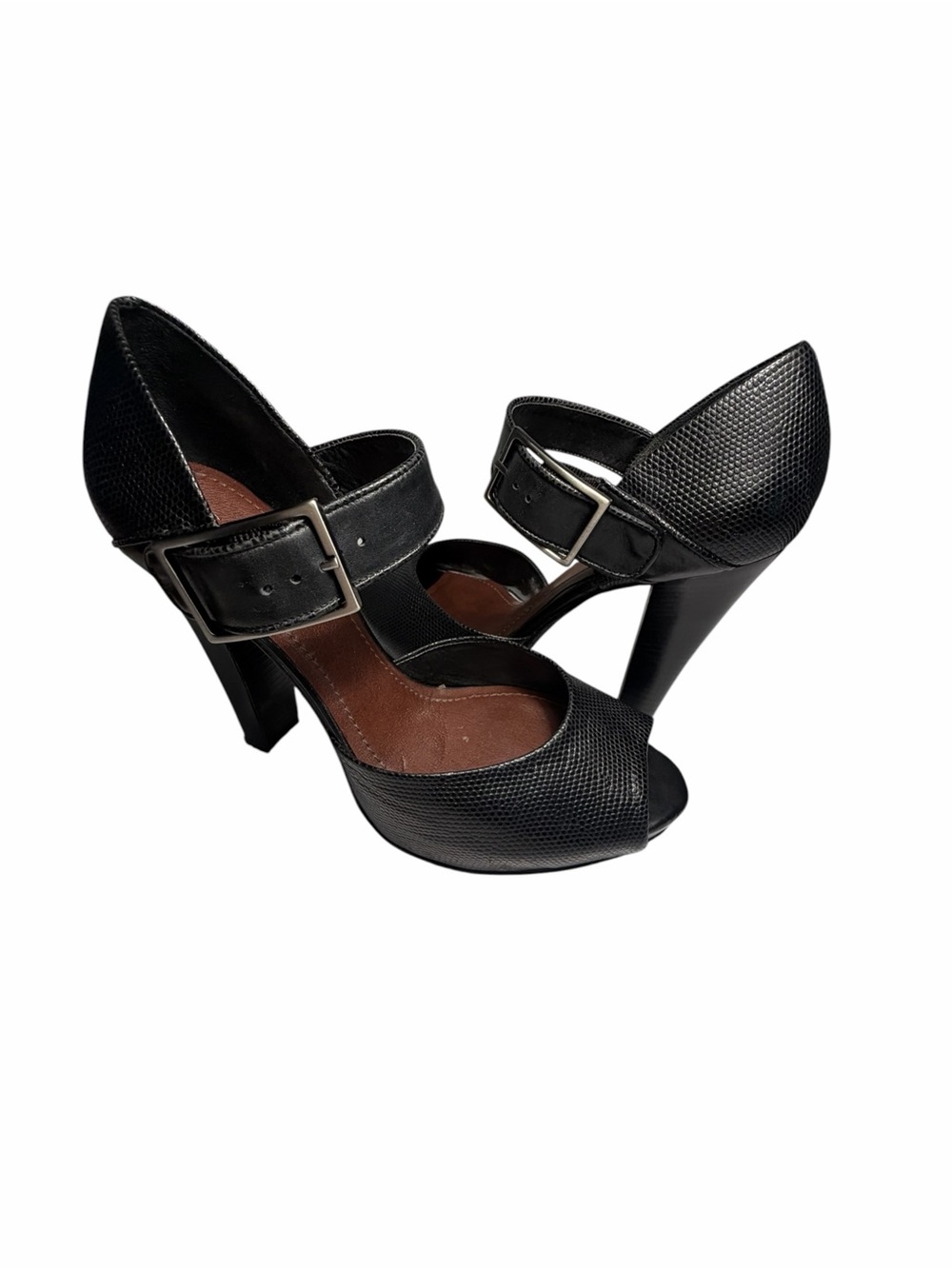 Gianni Bini Black Peep-Toe Mary Jane Ankle Strap Heels Womens 8
